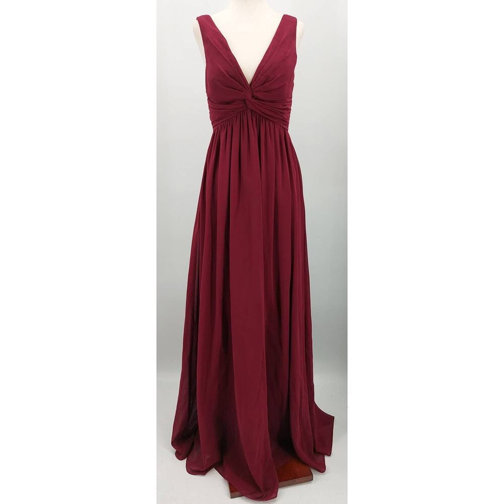 LULU'S SZ S Easy To Love You Burgundy Twist-Front Dress with Pockets B125 *flaw